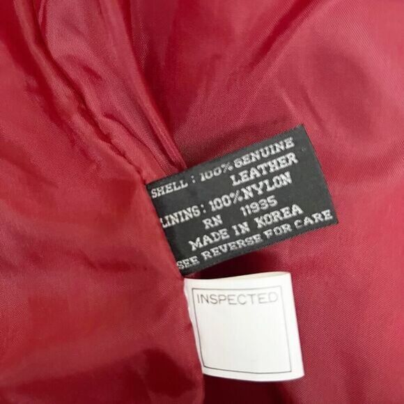 PELLE Red Leather Mid Length‎ Jacket Fully Lined Shoulder Pads Size Medium - Picture 11 of 12